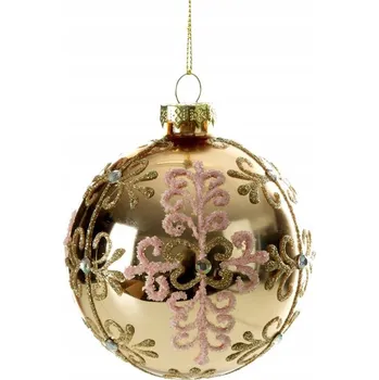 Vánoční ozdoba VÁNOČNÍ KOULE VÁNOČNÍ OZDOBA SKLENĚNÁ PRŮMĚR 8 CM ZLATÁ SADA 4 KS