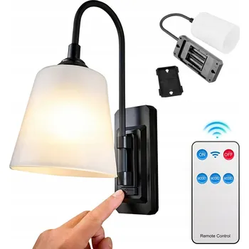 Nástěnné svítidlo Nástěnné svítidlo RETRO SZKŁO MATOWE BIAŁE ČERNÝ KOV VYPÍNAČ NA TĚLE