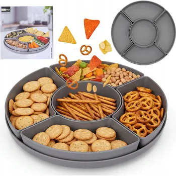 Talíř Servírovací talíř na chuťovky, dělený, sada 29 cm šedý