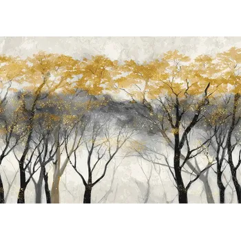 Fototapeta FOTOTAPETA LES STROMY BETON ZLATÁ LOŽNICE OBÝVACÍ POKOJ TAPETA VLIESOVÁ 350x250