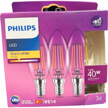 Žárovka LED žárovka Philips 4,3 W E14 470 lm 2700 K energetická třída F