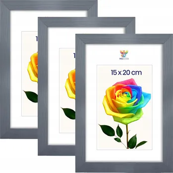 Obraz Sada 3 ks fotorámečků 15 x 20 cm šedých, dřevěných