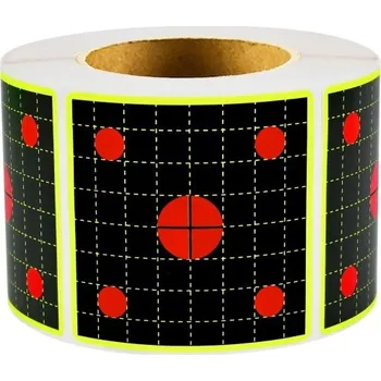 Čištění zbraně Reaktivní samolepicí terče 5,1 cm 2" 200 ks v roli Čtvercový cvičný terč s efektem cákání Fosforově žlutý zásah Trénink střelby