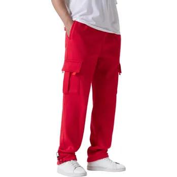 Pánské tepláky jednobarevné na tkaničku s kapsami polyester Pohodlné a stylové pro každodenní nošení a volnočasové aktivity červená S