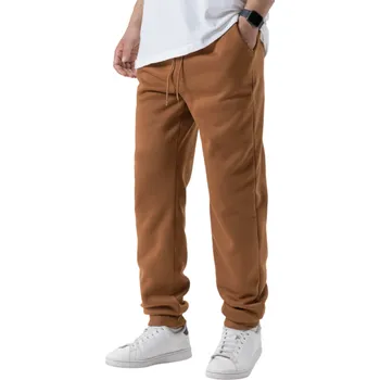 Pánské tepláky jednobarevné s kapsami na tkaničku, polyester, pohodlný střih pro sport a volný čas hnědá L