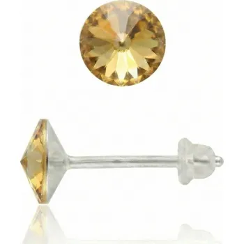 Náušnice Stříbrné Náušnice 925 s puzetou a krystalem Lumina Rivoli 6mm Light Colorado Top