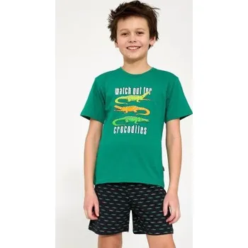 Chlapecké pyžamo Chlapecké pyžamo Cornette Crocodiles - bavlna Zeleno-černá 122-128