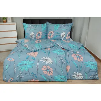 Povlečení HW Logistic s.r.o. Iza plus bavlněné povlečení modré 140 x 220, 70 x 90 cm zipový uzávěr