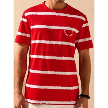 Sinsay - Bavlněné pruhované tričko - červená - 7340F-33X - 7340F-33X-S