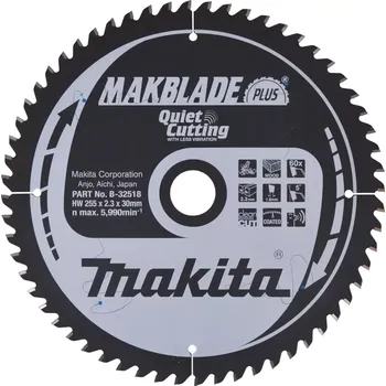 Pilový kotouč B-32518 Kotouč pilový dřevo MAKBLADEplus 255x2.3x30mm 60Z Makita