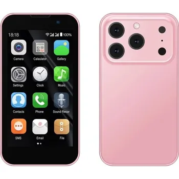 Mobilní telefon Mini smartphone SERVO 17SE MINI 3G, Android 9, 90x47x12,2 mm, odemykání obličejem, kompaktní mobil pro každodenní použití růžová