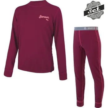 Dětské termoprádlo Sensor Double Face Set Logo lilla dětské triko dlouhý rukáv + spodky 160 + DÁREK