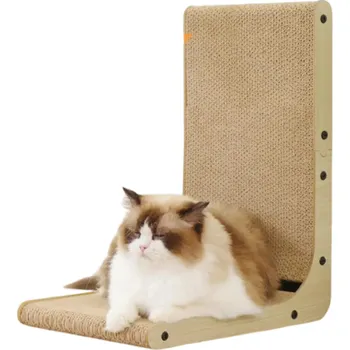Hračka pro kočku Škrabadlo pro kočky L tvar kartonové dřevo 24x38x43 cm Prostorové škrábání a odpočinek pro domácí mazlíčky