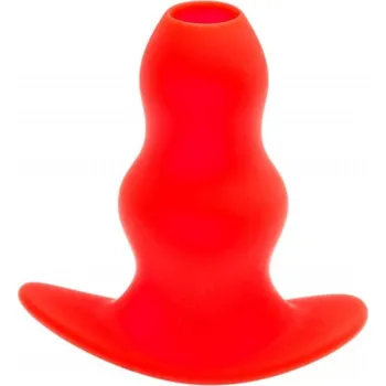 M&K Stretch Hole A, červený silikonový dutý anální kolík 11 x 5 cm