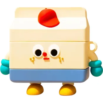 Příslušenství pro sluchátka Kreativní 3D pouzdro pro AirPods 4 Kreslené Krabice na mléko Ochrana proti poškrábání, prachu, nárazům a nechtěnému otevření sluchátek