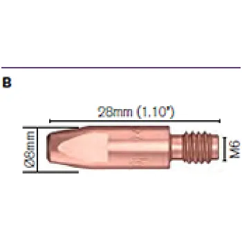 Příslušenství ke svářečce Proudová špička DS2504 E-Cu se závitem M6x28mm, pro drát 1,0 mm