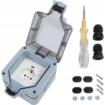 Elektrická zásuvka Podwójne gniazdko zewnętrzne ogrodowe IP66 – vodotěsná, nástěnná, 16A 250V