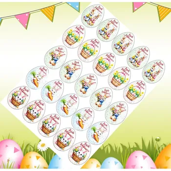 Jedlá dekorace na dort Kreslený zajíček – jedlá dekorace, vajíčka 5 cm (25 ks) Fondánový list (NEVYŘEZÁNO)
