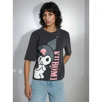 Oblečení a móda Sinsay - Bavlněné tričko s krátkým rukávem Kuromi - šedá - 031HB-90X - 031HB-90X-S