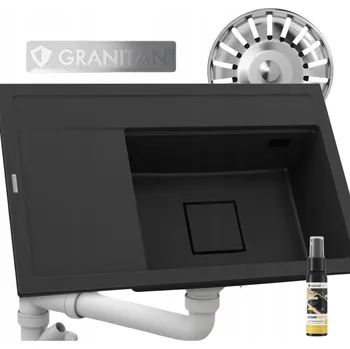 Granitový dřez Jednokomorový granitový dřez Granitan REDNO, černý