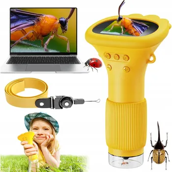 Mikroskop MINI KAPESNÍ MIKROSKOP ZVĚTŠENÍ 1000X 600 MAH LED LAMPA ŽLUTÝ