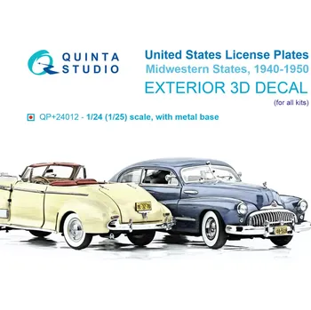 Plastikový model Quinta studio 1/24 Midwestern US License Plates 1940-1950