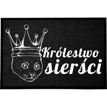 Rohožka VCHODOVÁ ROHOŽKA 40X60 ČERNÁ S VTIPNÝM MOTIVEM - KRÁLOVSTVÍ SRSTI KOČKY