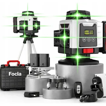 Bezpečnostní kamera Poziomica laserowa FOCLA 16 linií zelená 360° se stativem a příslušenstvím