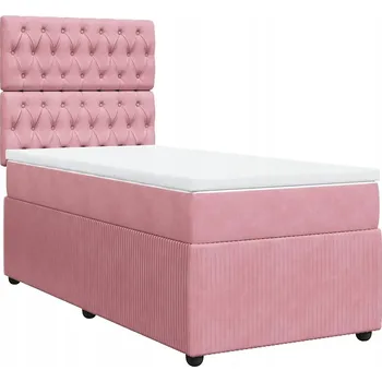 Postel Kontinentální postel růžová 200 x 80 x 140,5/150,5 cm s matrací a topperem