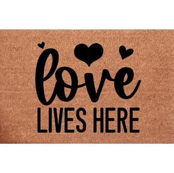Rohožka Valentýnská kokosová rohožka ke dveřím Tady bydlí Láska