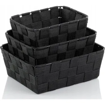 Úložný box KOUPELNOVÝ KOŠÍK SADA 3 KS ČERNÝ KELA ALVARO