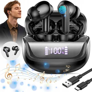 Sluchátka SLUCHÁTKA BEZDRÁTOVÁ ŠPUNTY PRO LEHKÁ ANC MIKROFON LED DISPLEJ