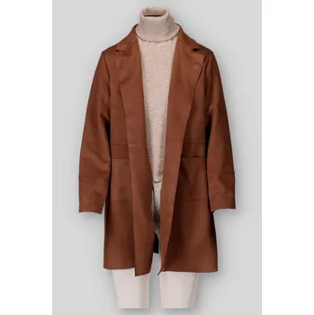 Dámský kabát Kardigan/blejzr imitace broušené kůže 2125 barva: hnědá tmavá, velikost: S/M