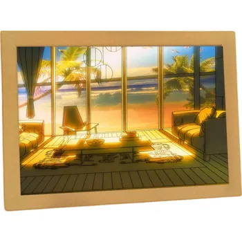 Noční světlo Osvětlovací dekorace plážový dům 23 x 17 cm Malířské plátno Moderní minimalistické osvětlení Nastavení intenzity světla USB napájení Noční světlo