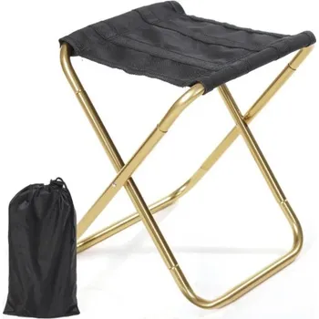 Zahradní nábytek Venkovní skládací kempingová židle 26 x 24 x 22 cm Přenosná mini stolička s látkovým pouzdrem 25 x 15 cm Hliníková slitina židlička zlatá