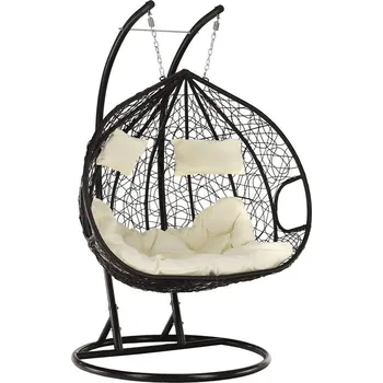 Křeslo MOB Závěsné houpací dvoukřeslo Tempo Kondela Dalvoa 2 (hnědá + krémová)