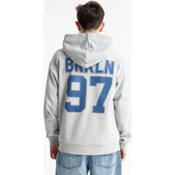 Chlapecká mikina Reporter Young | Chlapecká šedá REGULAR mikina s kapucí na zip a potiskem „BRALN 97“ na zádech - Barva ŠEDÁ, Velikost 170 261-0555B-15-150-1