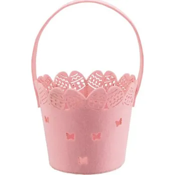 Dekorativní košík filcový Ø 16 x 14 cm růžový