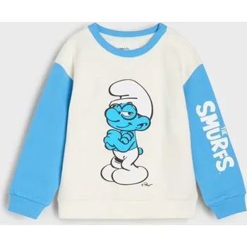 Chlapecká mikina Sinsay - Mikina typu crewneck The Smurfs - krémová - 039FX-01X - 039FX-01X-104