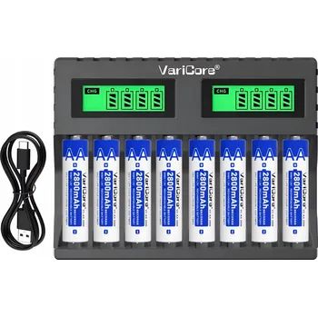 Nabíječka VariCore LCD-006 pro AA 18650 Ni-MH + Baterie VC-AA 2800mAh 8ks