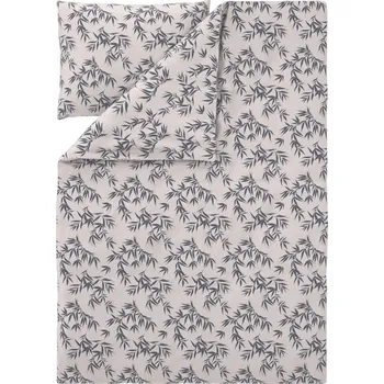 Povlečení LIVARNO® Ložní povlečení z mikrovláknitého saténu, 140 x 200 cm, 70 x 90 cm (listy/šedá)