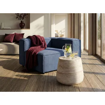 Obývací stěna 1místný rohový modul tmavě modrý manšestrové čalounění modulární levostranný černé nohy moderní styl obývací pokoj Beliani