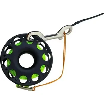 Potápěčské vybavení Potápěčská navijáková cívka 30 m Nerezová ocel Finger spool se šňůrou a karabinou Naviják pro SMB bójku orientační a technické potápění výstroj černá