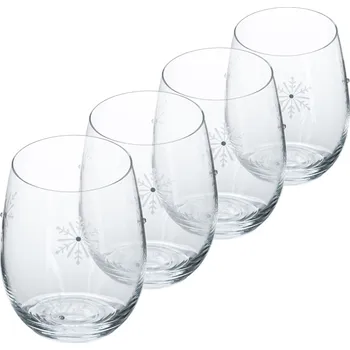 Sklenice MOB Set 4 ks sklenic na střik s krystaly 530ml Tempo Kondela Snouflek