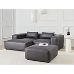 Modulární pohovka černá veganská umělá kůže 3místná pravostranná rohová pohovka s taburetem moderní minimalistický styl obývací pokoj Beliani