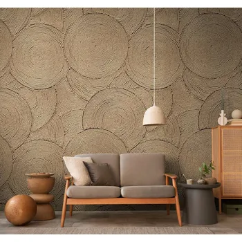 Fototapeta FOTOTAPETA BEZ SKLÁDÁNÍ VZORU PŘÍRODNÍ PLETENÉ KRUHY 3D EFEKT NA VLIESOVÉM PODKLADU