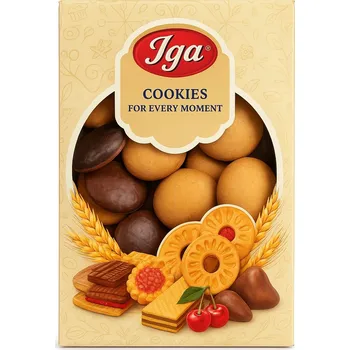 Bonbon IGA Piškoty s želé s malinovou příchutí, zalité kakaovou polevou, 1 kg