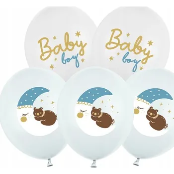 Balónek Balónky "Baby boy - Měsíc a Medvídek", Kvalitní balónky, 30 cm (12"), 6 ks
