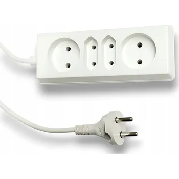 Napájecí kabel Prodlužovací Kabel elektrický lištový, bílý, 1,5 m, 4 zásuvky, 2P + 2PZ