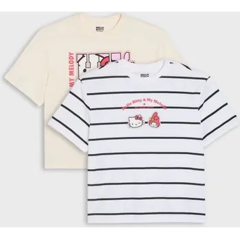 Oblečení a móda Sinsay - Bavlněná košilka s potiskem Hello Kitty and My Melody - vícebarevná - 747HB-MLC - 747HB-MLC-134